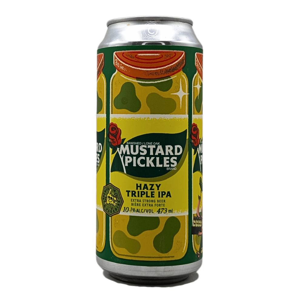 Mustard Pickles Hazy Triple IPA by Banished Brewing Limited x Lone Oak Brewing, beer label