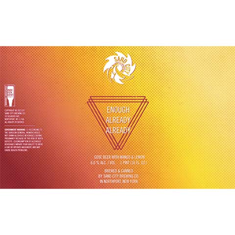 Sand City Enough Already Already Gose by Sand City Brewing Co., beer label