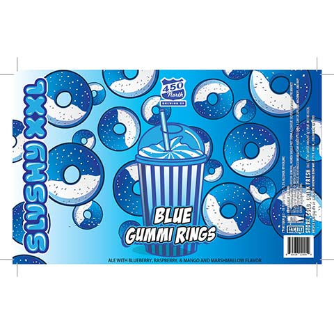 450 North Slushy XXL Blue Gummi Rings Sour by 450 North Brewing Company, beer label