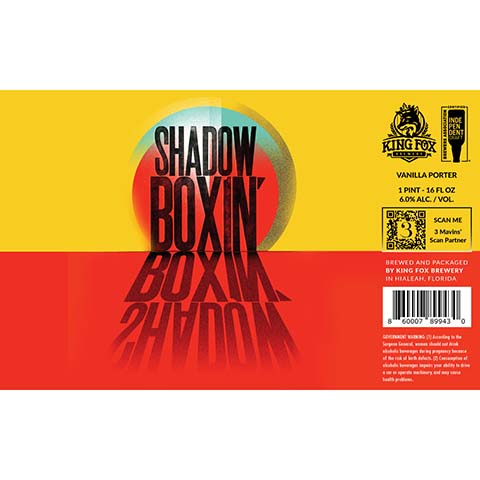 King Fox Shadow Boxin' Porter by King fox Brewery, beer label