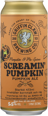 Screamin'Pumpkin by Griffin Claw Brewing Company, beer label