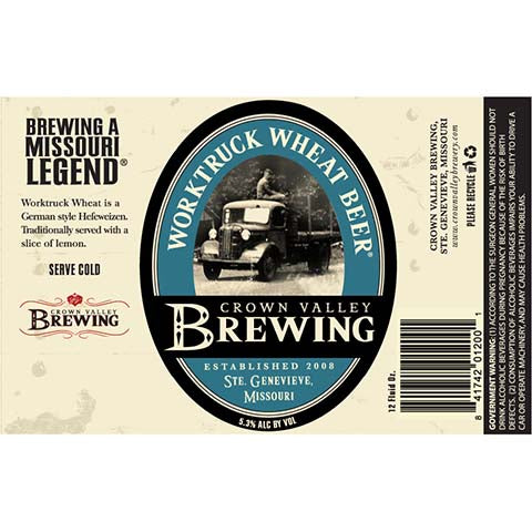 Crown Valley Worktruck Wheat Beer by Crown Valley Brewing, beer label