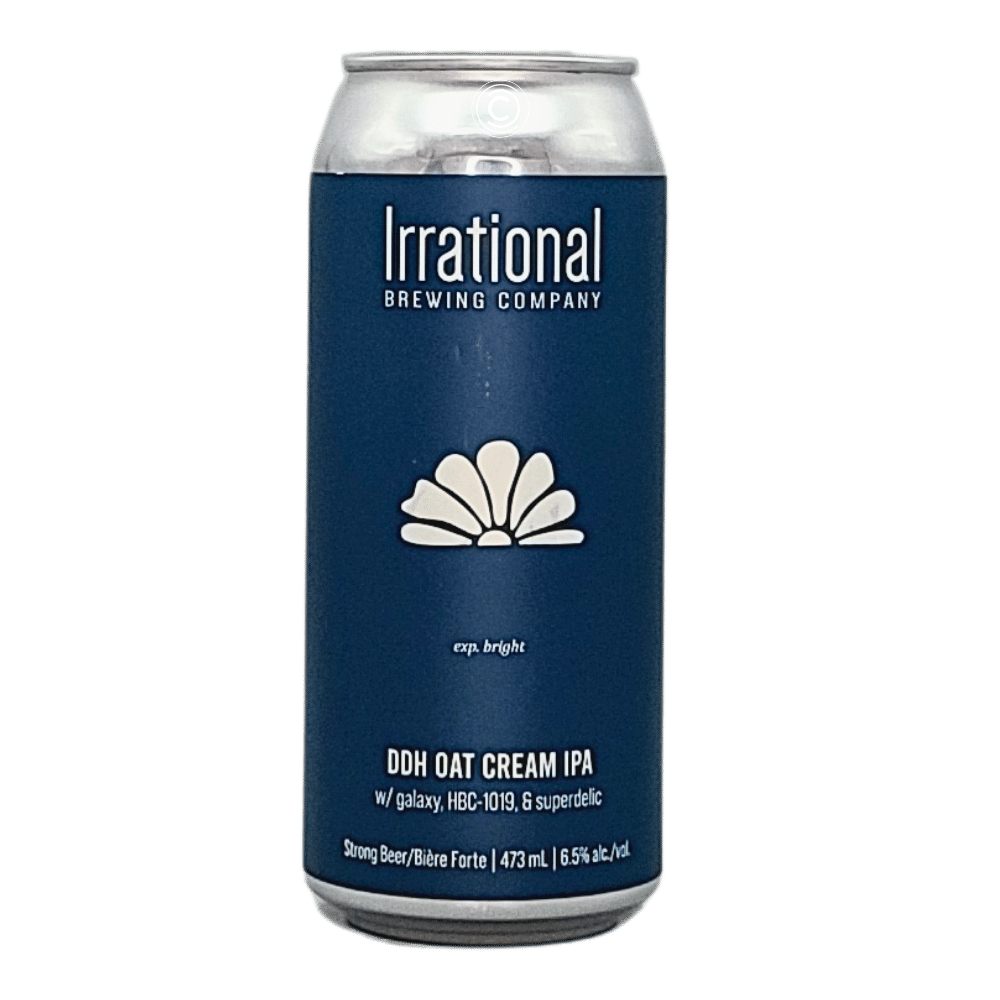 Exp. Bright DDH Oat Cream IPA by Irrational Brewing Company, beer label