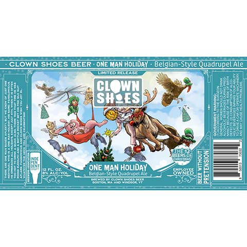 Clown Shoes One Man Holiday Belgian Quadrupel Ale by Clown Shoes, beer label