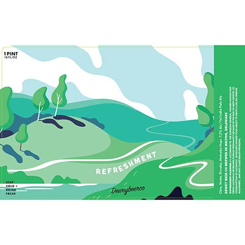 Dewey Beer Refreshment IPA by Dewey Beer Co., beer label