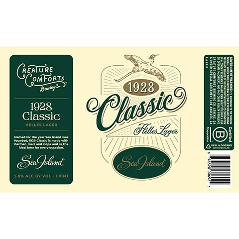 Creature Comforts 1928 Classic Helles Lager by Creature Comforts Brewing Co., beer label