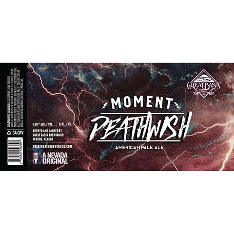 Great Basin Moment Deathwish American Pale Ale by Great Basin Brewing Co, beer label