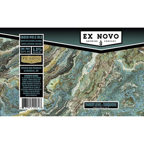 Ex Novo Threat Level: Turquoise IPA by Ex Novo Brewing Co, beer label
