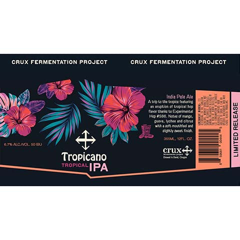 Crux Tropicano Tropical IPA by Crux Fermentation Project, beer label