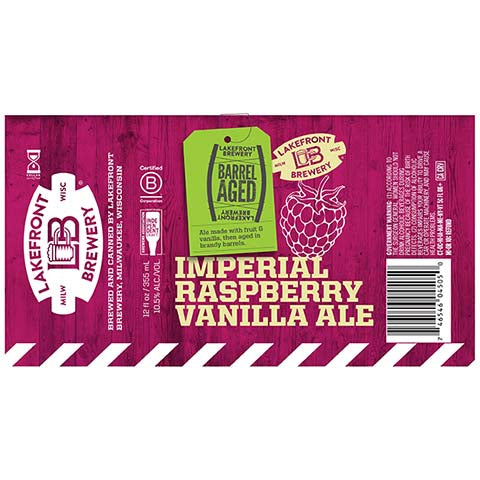 Lakefront Barrel Aged Imperial Raspberry Vanilla Ale by Lakefront Brewery Inc, beer label