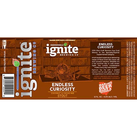 Ignite Endless Curiosity Stout by Ignite Brewing Company, Ltd., beer label