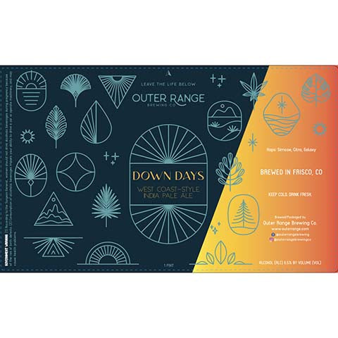 Outer Range Down Days West Coast-Style IPA by Outer Range Brewing Co, beer label