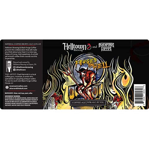 Helltown/Black Forge Coffee Forged In Hell Coffee Ale by Helltown Brewing, beer label