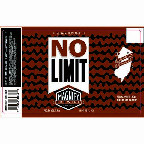 Magnify No Limit Schwarzbier Lager by Magnify Brewing Company, beer label