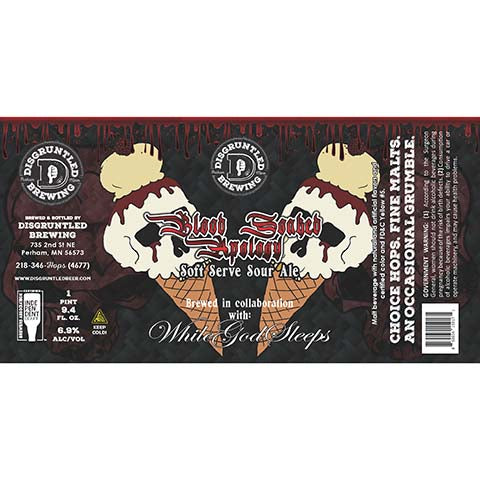 Disgruntled Blood Soaked Apology Sour Ale by Disgruntled Brewing, beer label