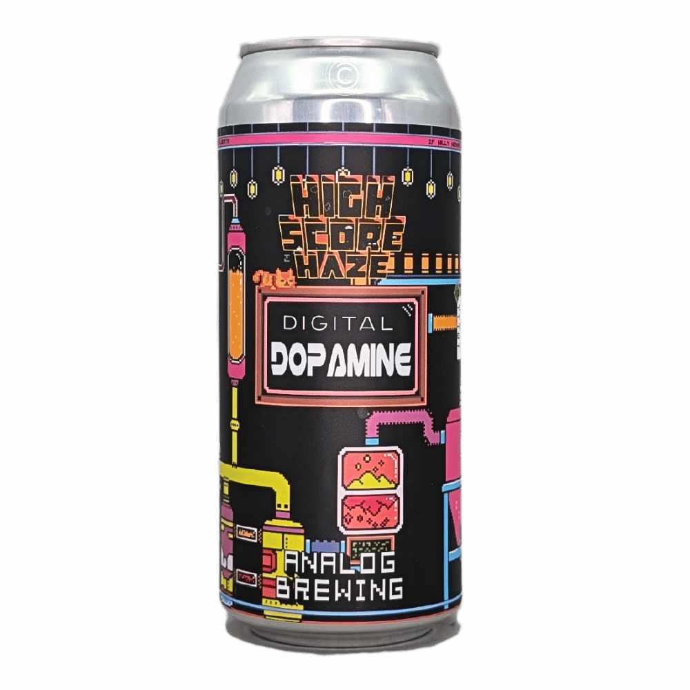High Score Haze: DIgital Dopamine Hazy IPA by Analog Brewing Company, beer label