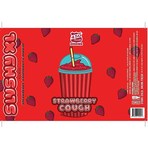 450 North Strawberry Cough Slushy XL Ale by 450 North Brewing Company, beer label