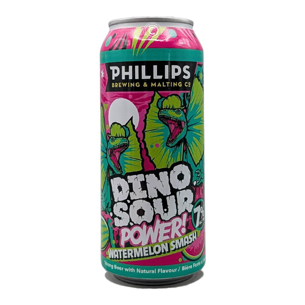 & Malting DinoSour Power Watermelon Smash Sour by Phillips Brewing Company, beer label
