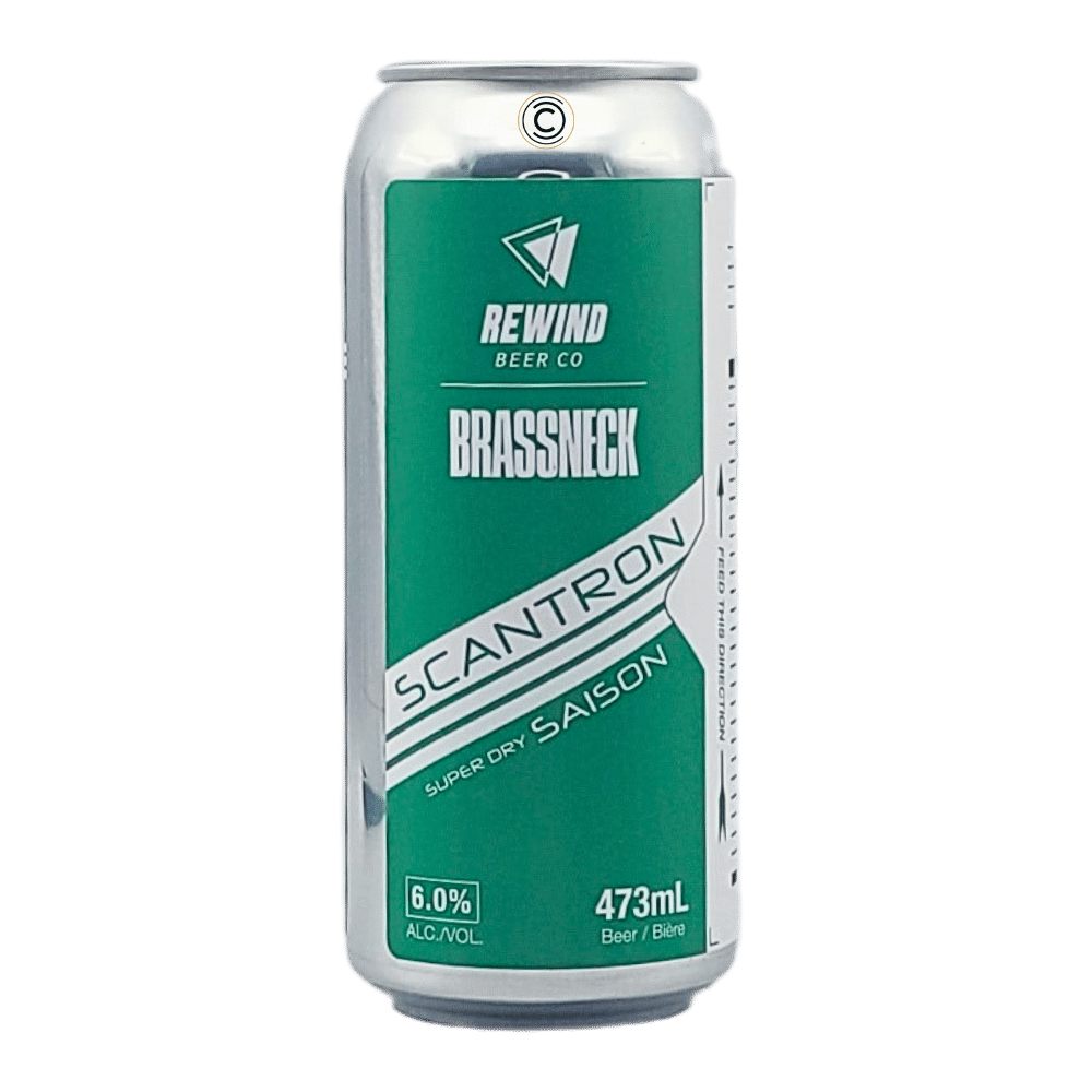 x Brassneck Brewery Scantron Super Dry Saison by Rewind Beer Co., beer label