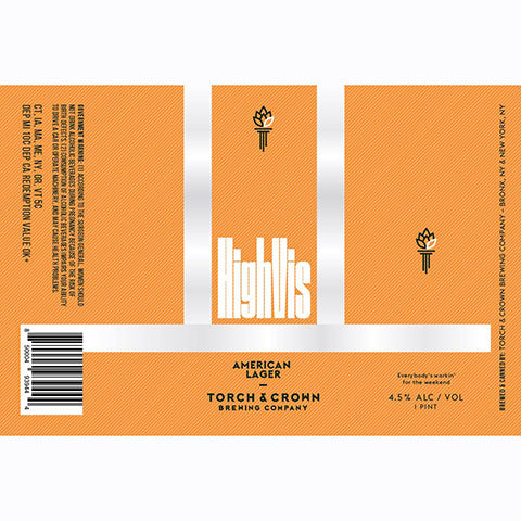 Torch & Crown HighVis American Larger by Torch & Crown Brewing Co., beer label