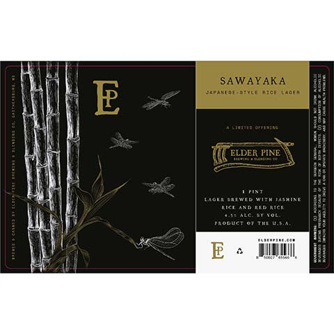 Elder Pine Sawayaka Lager by Elder Pine Brewing & Blending Co., beer label