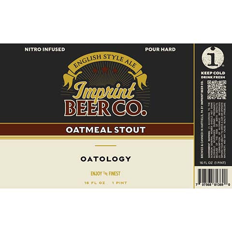 Imprint Oatology Oatmeal Stout by Imprint Beer Company, beer label
