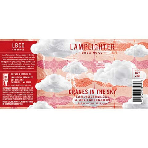 Lamplighter Cranes in the Sky Saison Ale by Lamplighter Brewing Co., beer label
