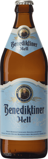 Benediktiner Helles Lagerbier by Bitburger Braugruppe, beer label