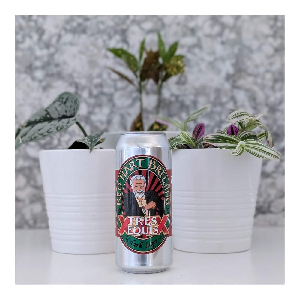 Tres Equis Dark Lager by Red Hart Brewing, beer label