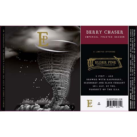 Elder Pine Berry Chaser Imperial Fruited Saison by Elder Pine Brewing & Blending Co., beer label
