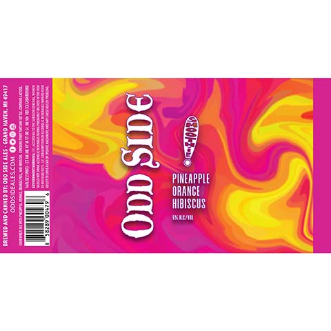 Odd Side Ales Smoothie Sour Wheat (Pineapple, Orange, Hibiscus) by Odd Side Ales, beer label