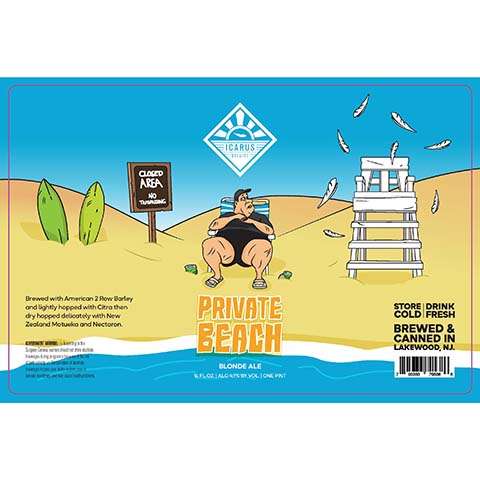 Icarus Private Beach Blonde by Icarus Brewing Company, beer label