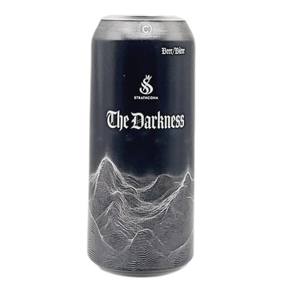 The Darkness Dark Lager by Strathcona Beer Company, beer label