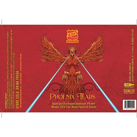 450 North Phoenix Tears Quadruple Dry Hopped Quadruple IPA by 450 North Brewing Company, beer label