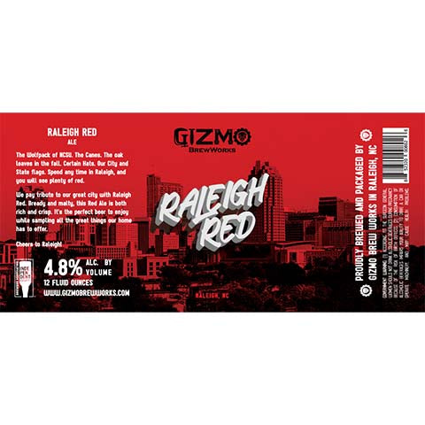 Gizmo Raleigh Red Ale by Gizmo Brew Works, beer label