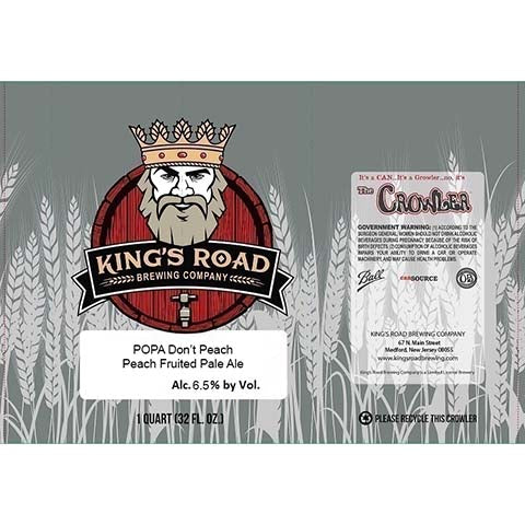 King's Road POPA Don't Peach Peach Fruited Pale Ale by King's Road Brewing Company, beer label