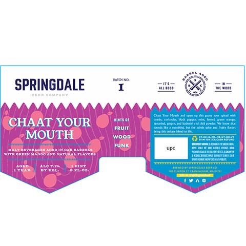 Springdale Chaat Your Mouth by Springdale Beer Co, beer label