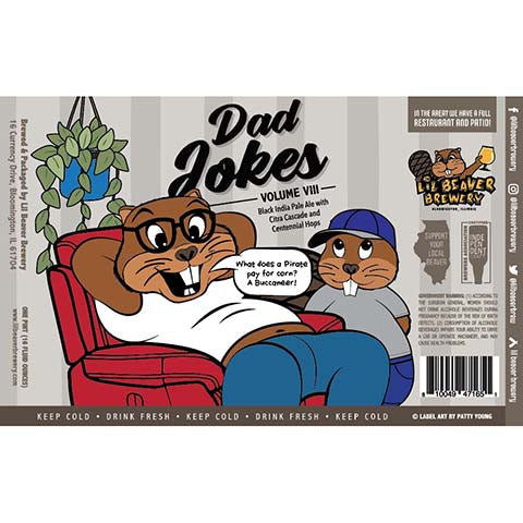 Lil Beaver Dad Jokes Volume VIII Black IPA by Lil Beaver Brewery, beer label