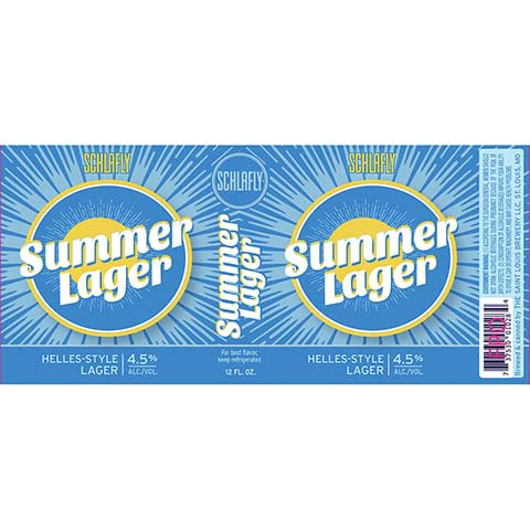 Schlafly Summer Lager by The Saint Louis Brewery LLC., beer label