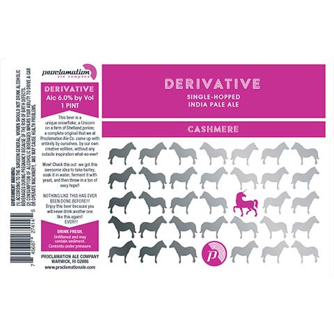 Proclamation Derivative IPA (Cashmere) by Proclamation Ale Company, beer label
