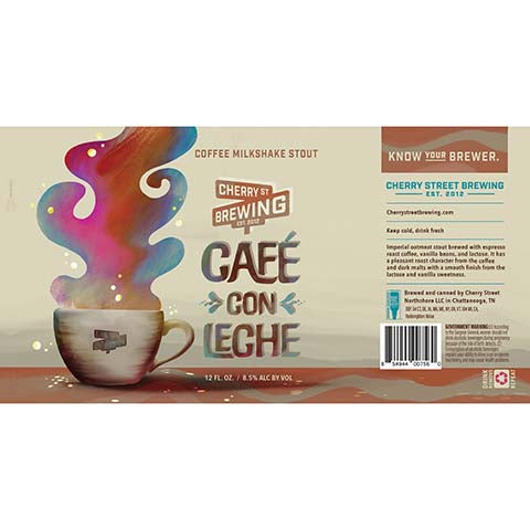 Cherry St Cafe Con Leche Imperial Oatmeal Stout by Cherry Street Brewing, beer label