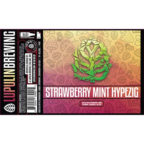Lupulin Strawberry Mint Hypezig Gose Ale by Lupulin Brewing, beer label