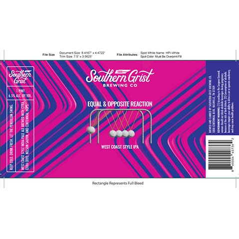 Southern Grist Equal & Opposite Reaction IPA by Southern Grist Brewing Company, beer label