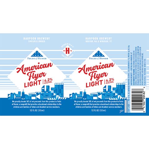 Harpoon American Flyer Light Lager by Harpoon Brewery, beer label