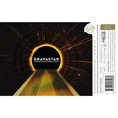 Ecliptic Gravastar Stout by Ecliptic Brewing, beer label