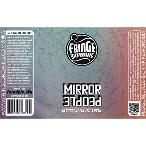 Fringe Mirror People Lager by FrinGe Brewing, beer label