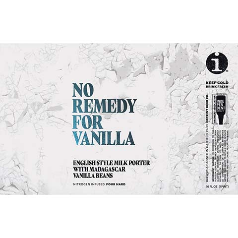 Imprint No Remedy For Vanilla Milk Porter by Imprint Beer Company, beer label