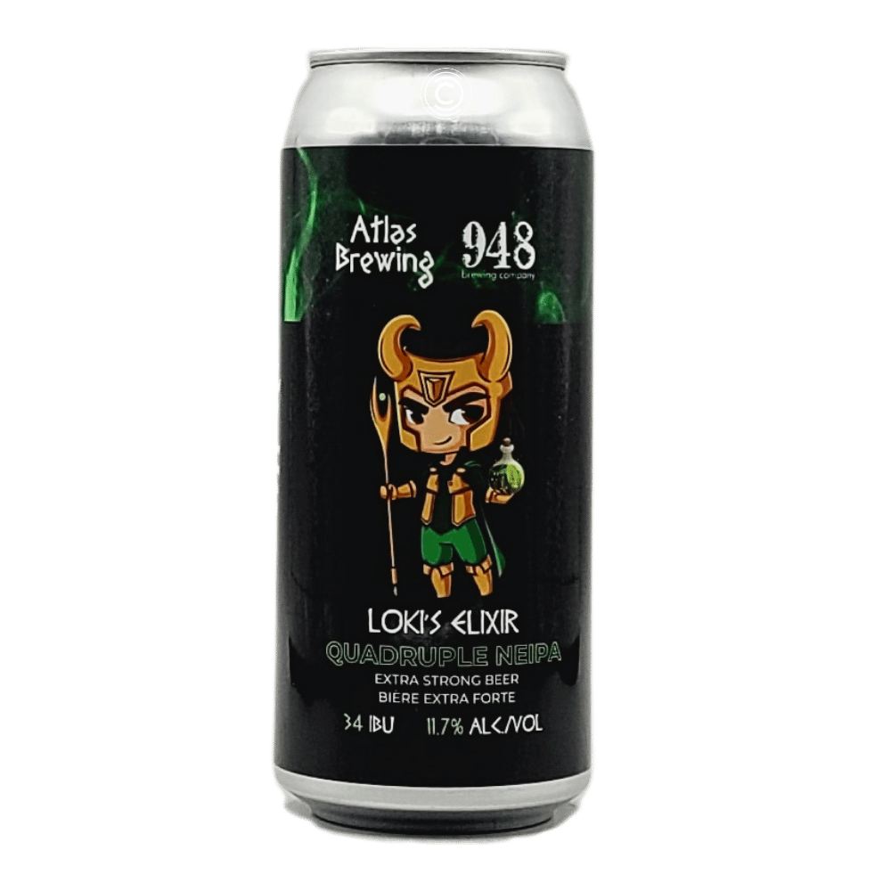 Loki's Elixir Quadruple Hazy IPA by Atlas Brewing x 948 Brewing Company, beer label