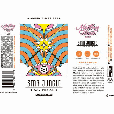 Modern Times Star Jungle Hazy Pilsner by Modern Times Beer, beer label