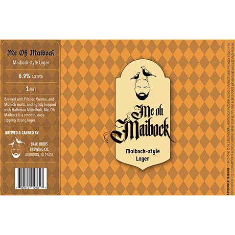 Bald Birds Me Oh Maibock Lager by Bald Birds Brewing Co., beer label